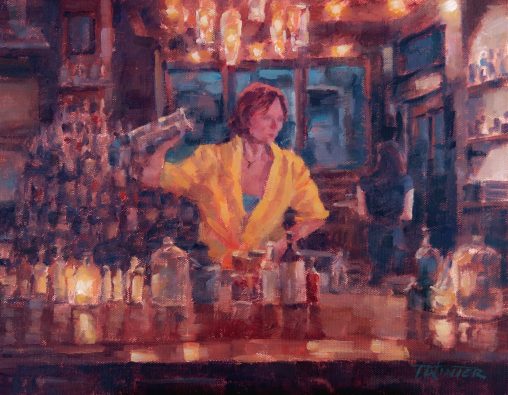 Painting by Tim Winter of Good Luck Restaurant bar