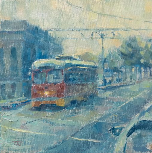 Painting of Trolley on Embarcadero